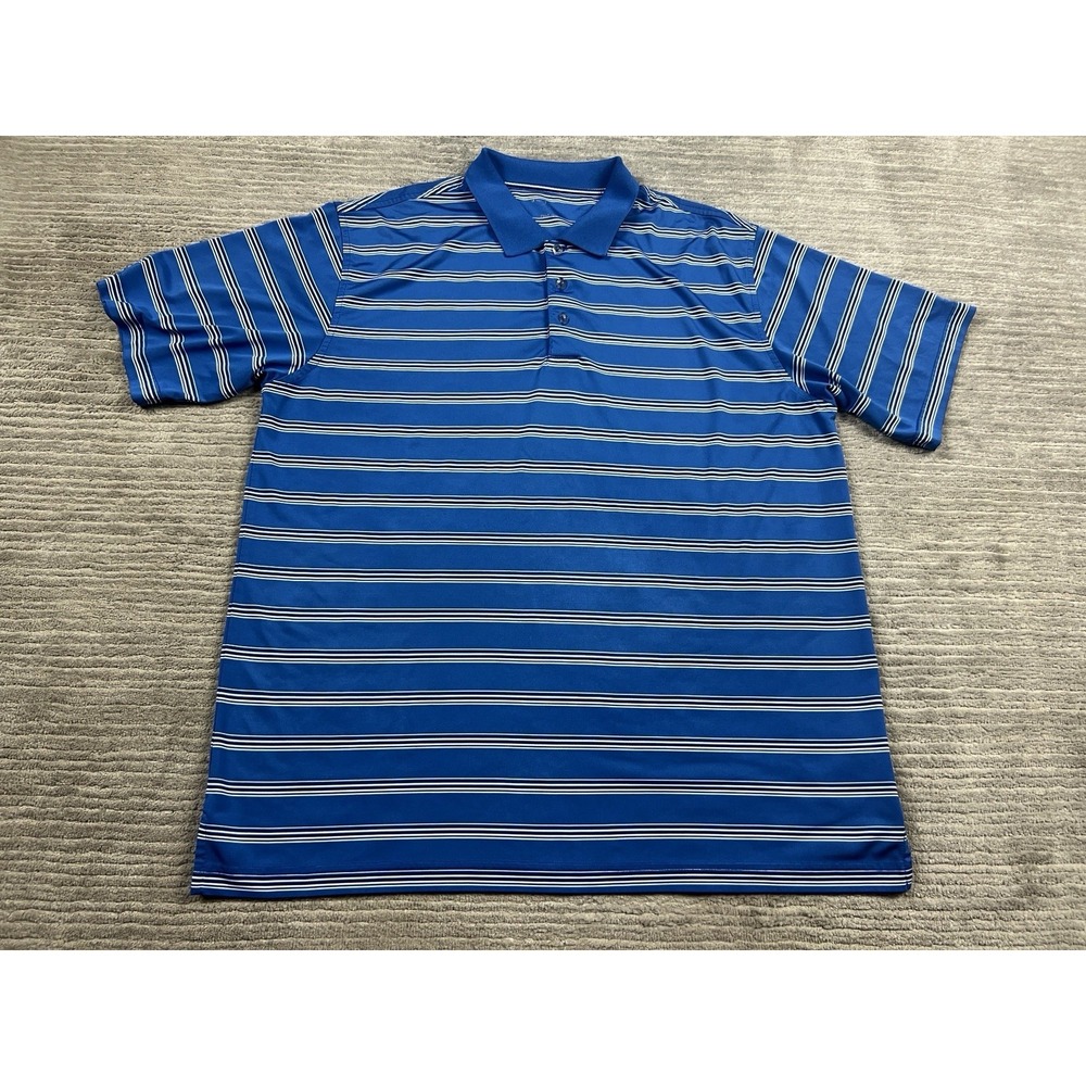 Tommy‎ Armour Polo Shirt Mens XXL Blue Striped Short Sleeve Polyester Casual